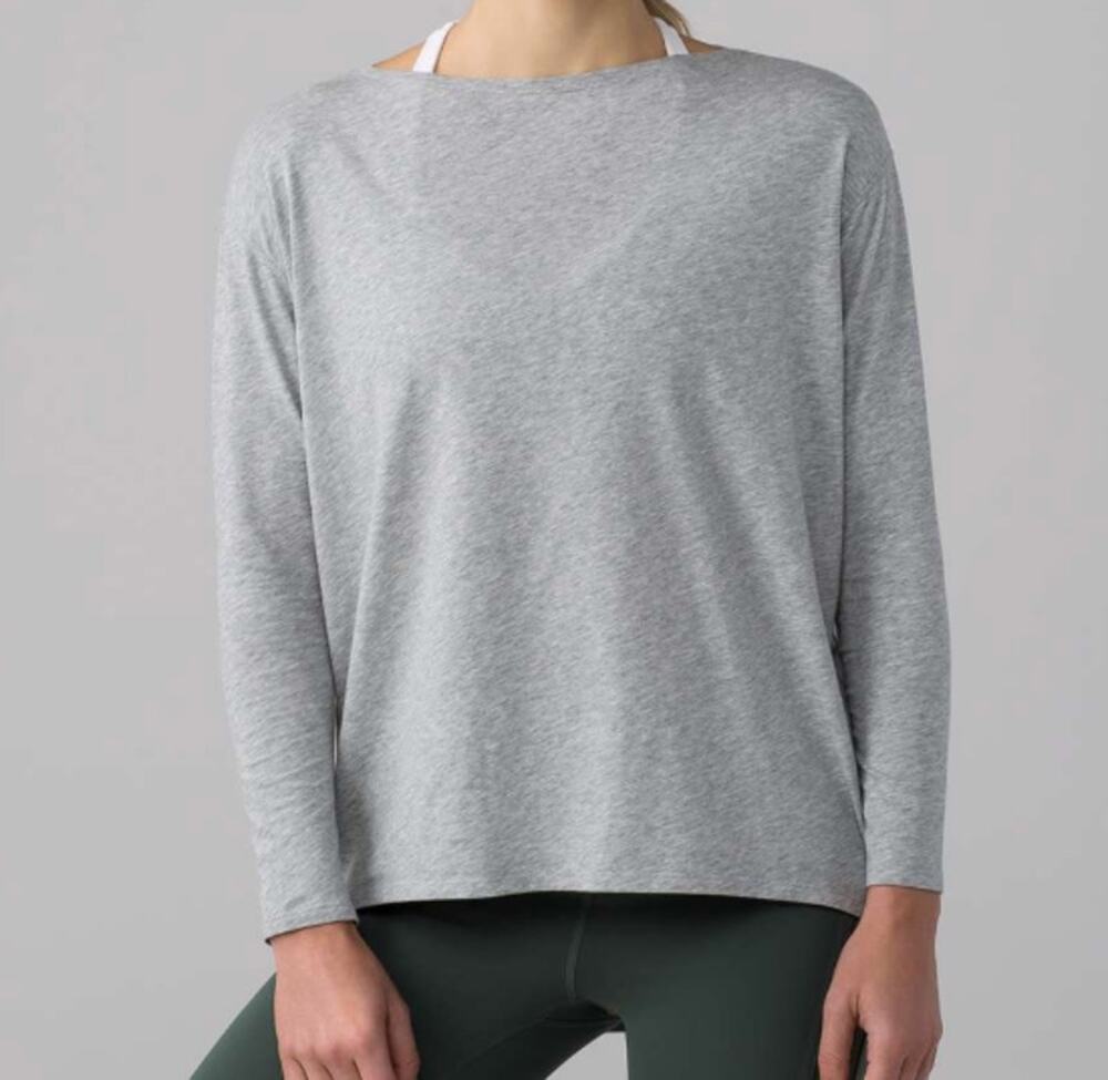 Lululemon Back In Action Long Sleeve Heathered Core Light Grey 14